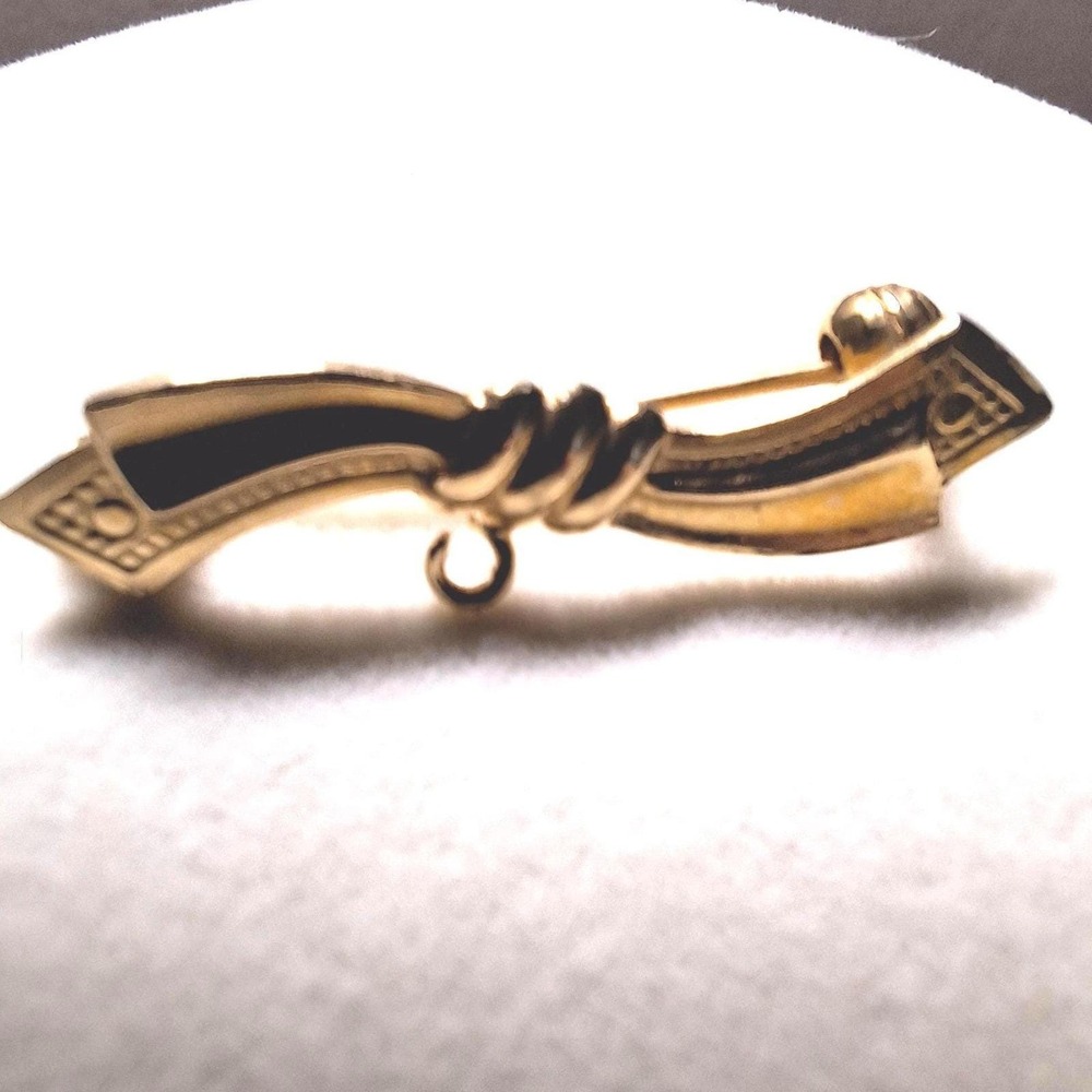 Vintage petite bow brooch pin 18k gold